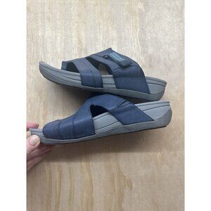 Baretraps Sandals Slides Blue 9M Wedge Comfort Straps Women’s